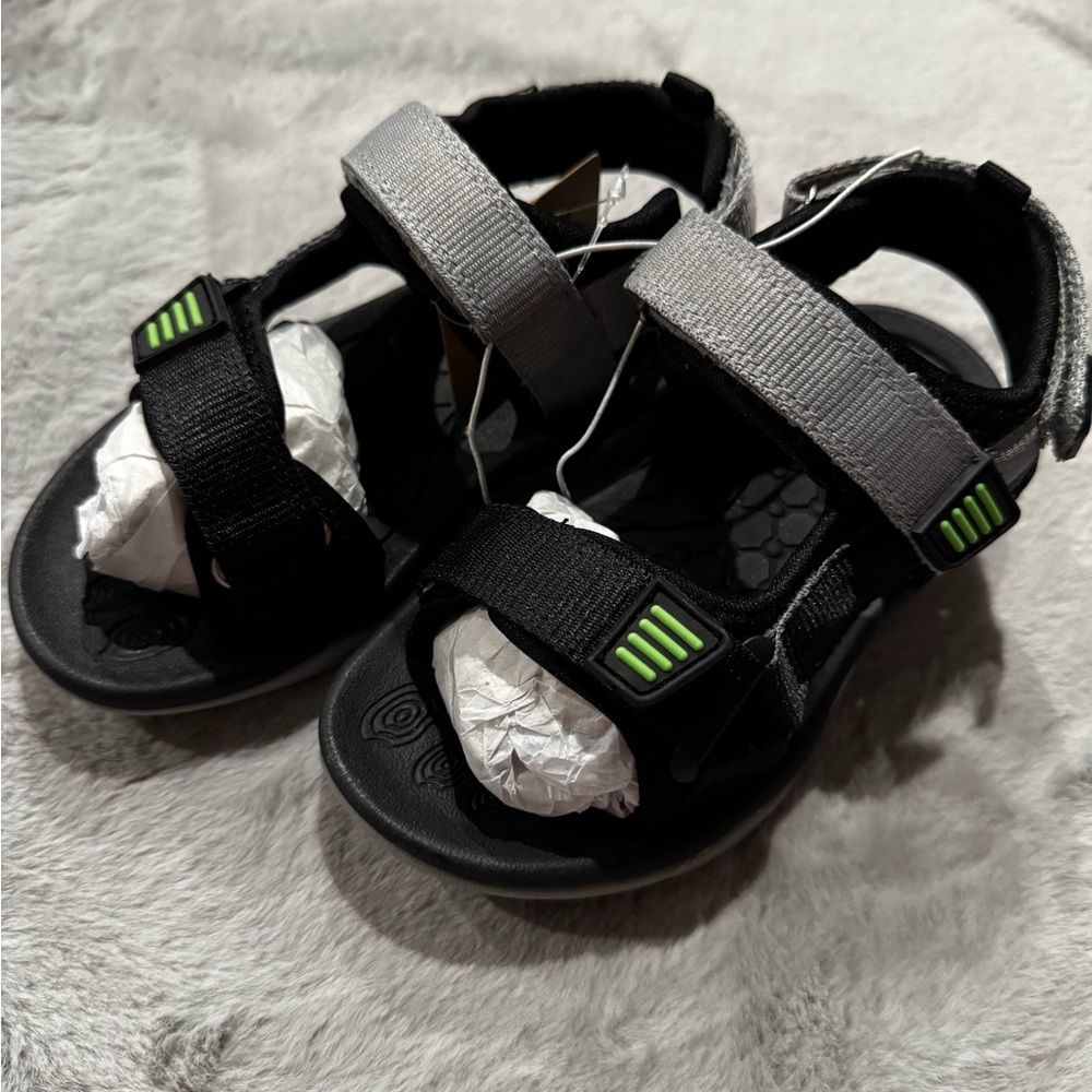 Toddler Boys Black and Gray Sandals- Weestep